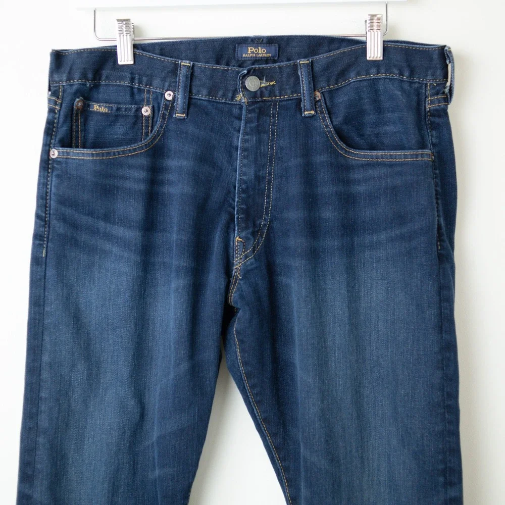 Polo Ralph Lauren Varick Slim Straight Mens 34x30 Blue Denim 5 Pocket